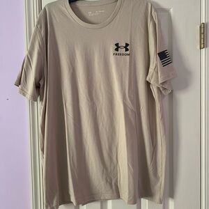 Under Armour Freedom Short Sleeve Tee - Beige with Black Logo